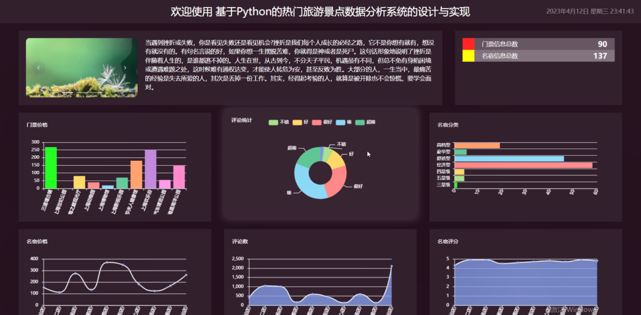 [含文档+PPT+源码等]精品基于Python的热门旅游景点数据分析系统的设计与实现[包运行成功+永久免费答疑辅导]