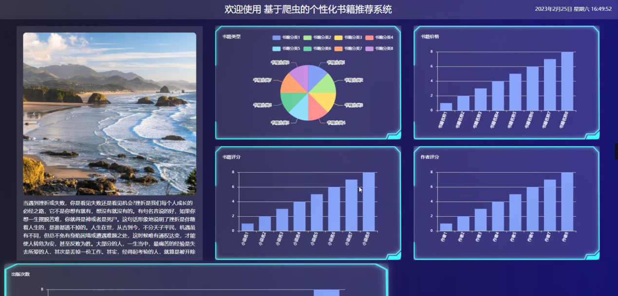 [含文档+PPT+源码等]精品基于flask爬虫的个性化书籍推荐系统可视化大屏[包运行成功+永久免费答疑辅导]