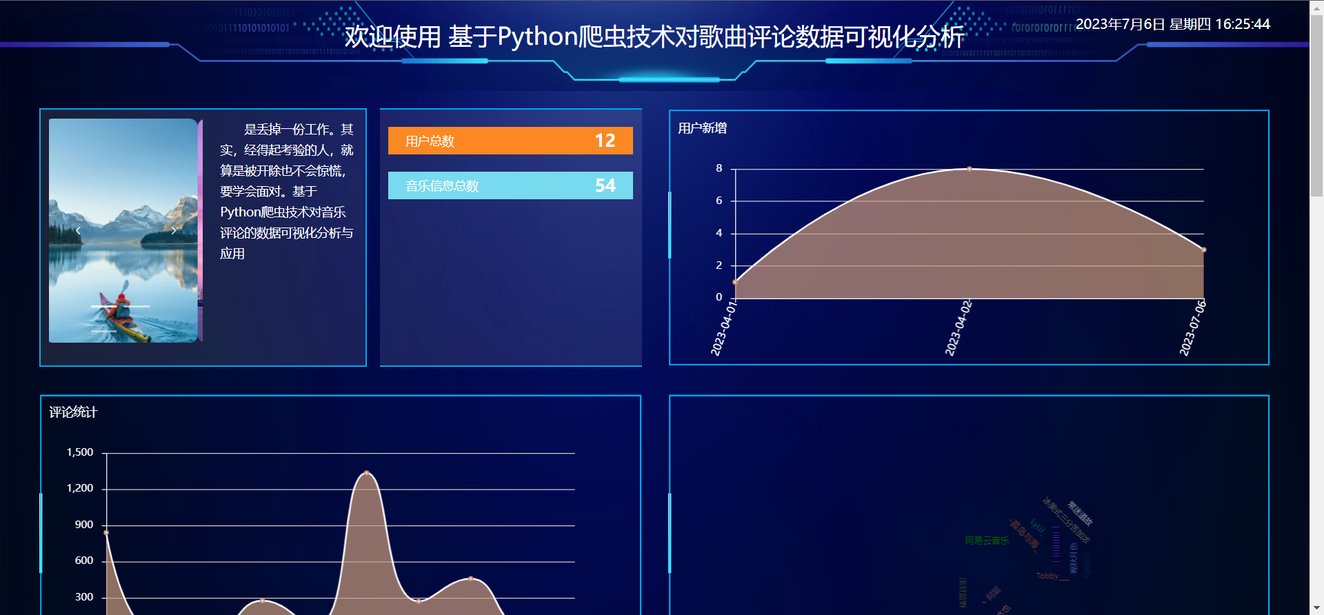 [含文档+PPT+源码等]精品基于Python的爬虫技术对歌曲评论数据可视化大屏分析[包运行成功+永久免费答疑辅导]