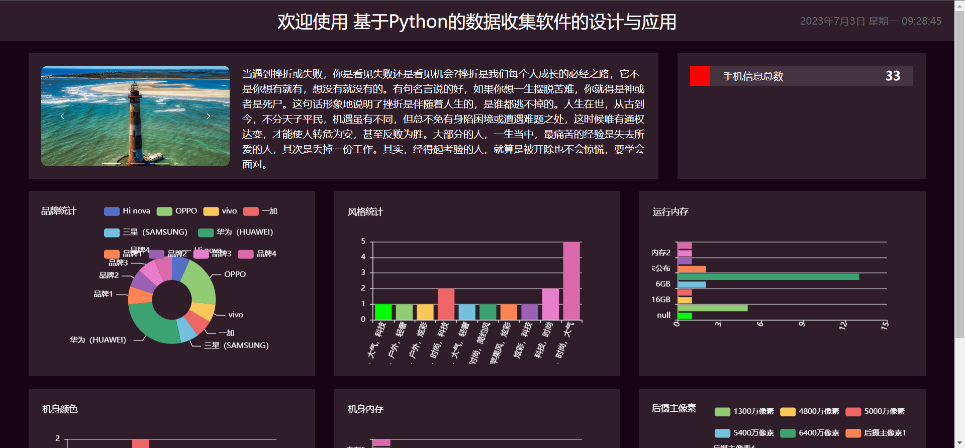 [含文档+PPT+源码等]精品基于Python的手机数据收集软件-爬虫可视化大屏[包运行成功+永久免费答疑辅导]