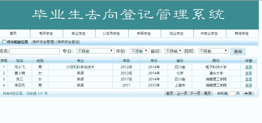 [含文档+PPT+源码等]s2sh+mysql实现的毕业生就业去向登记管理系统[包运行成功+永久免费答疑辅导]